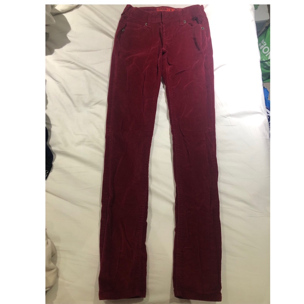 Red velvet pants